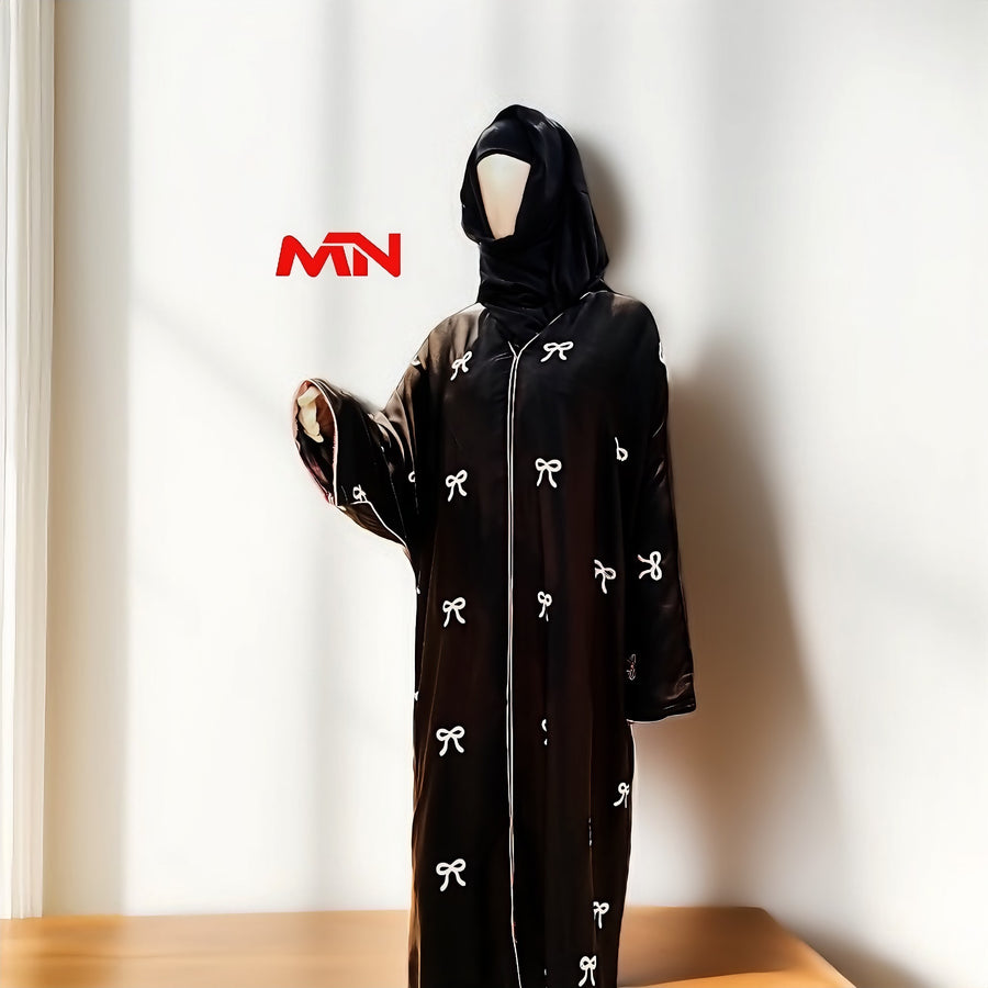 BOW ABAYA BY AQMISHA FASHION FREE SHEILA